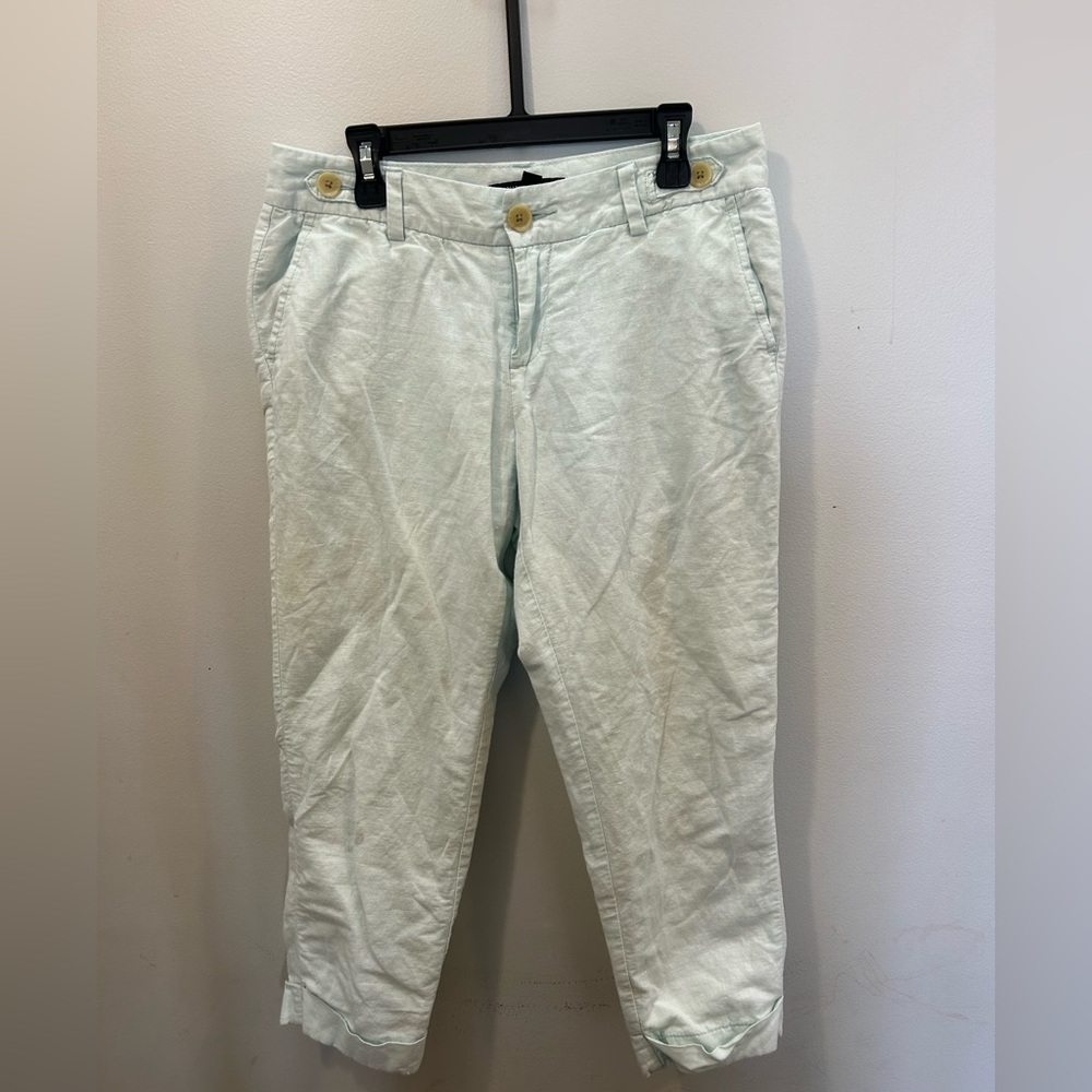 Banana Republic cropped Mint Linen Trousers Womens 0